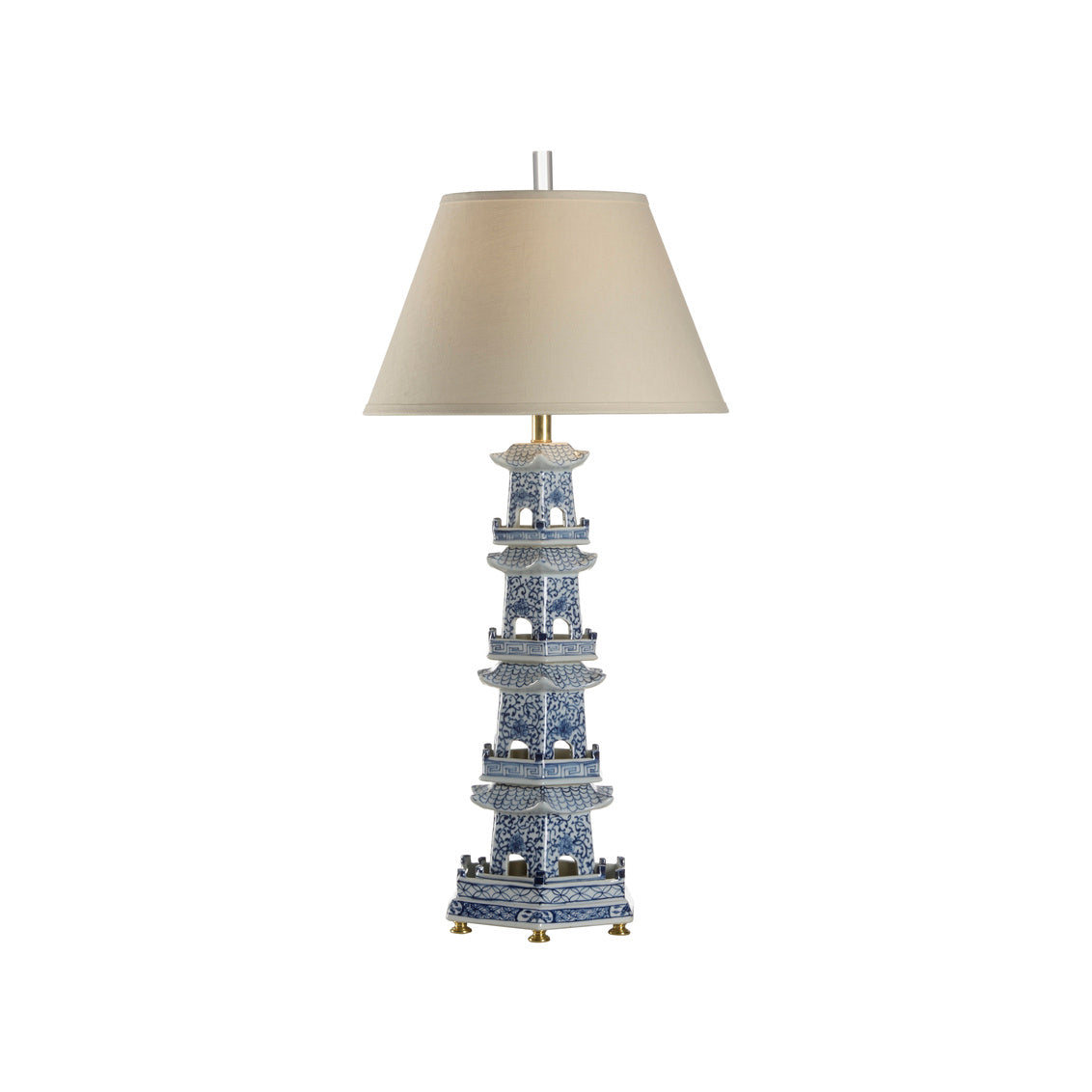 Pagoda Lamp - Blue/White