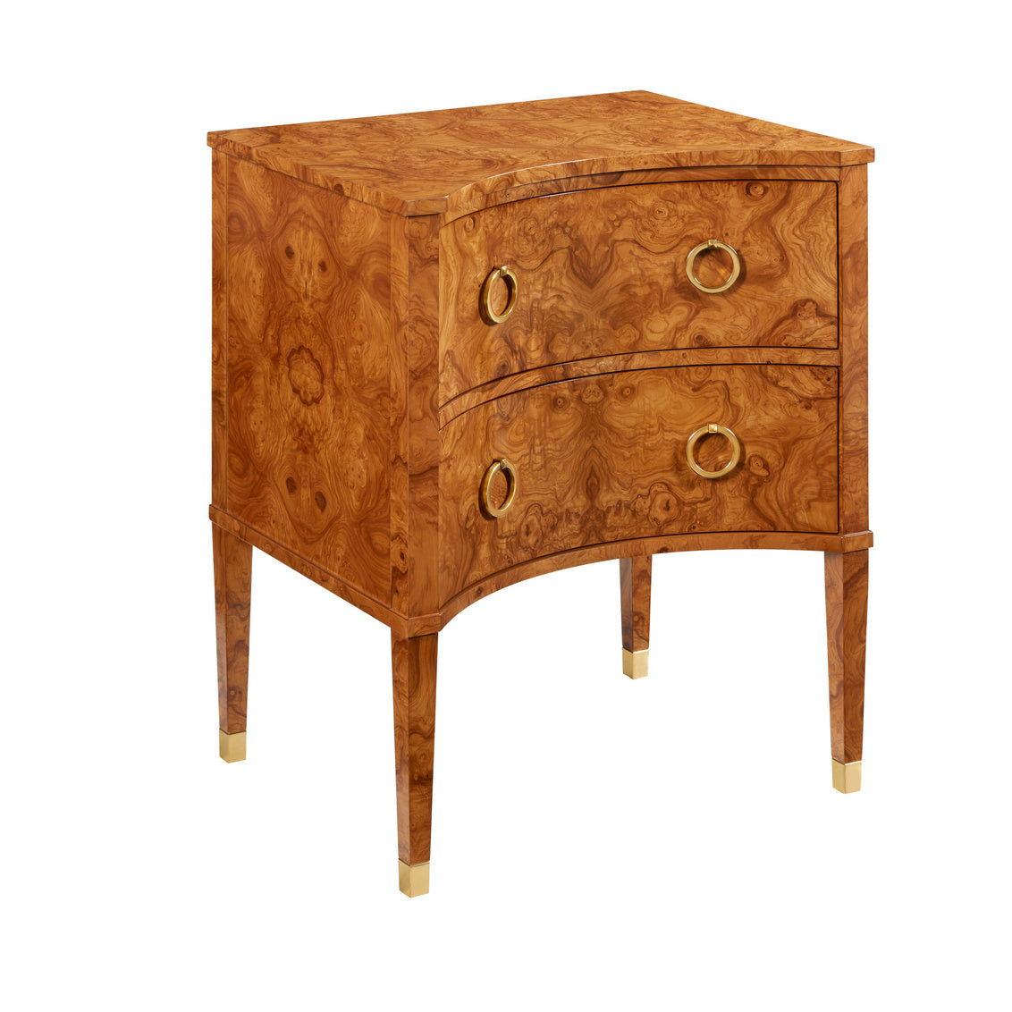 Two Drawer Concave Cabinet-Olive Ashe Burl – Cabinets by Modern History | Sutter & Vale