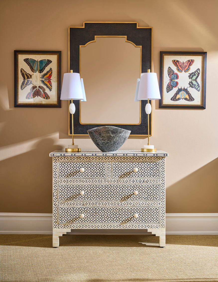 Glenda Table Lamp in Natural White/Gold Leaf / Alabaster - Chelsea House