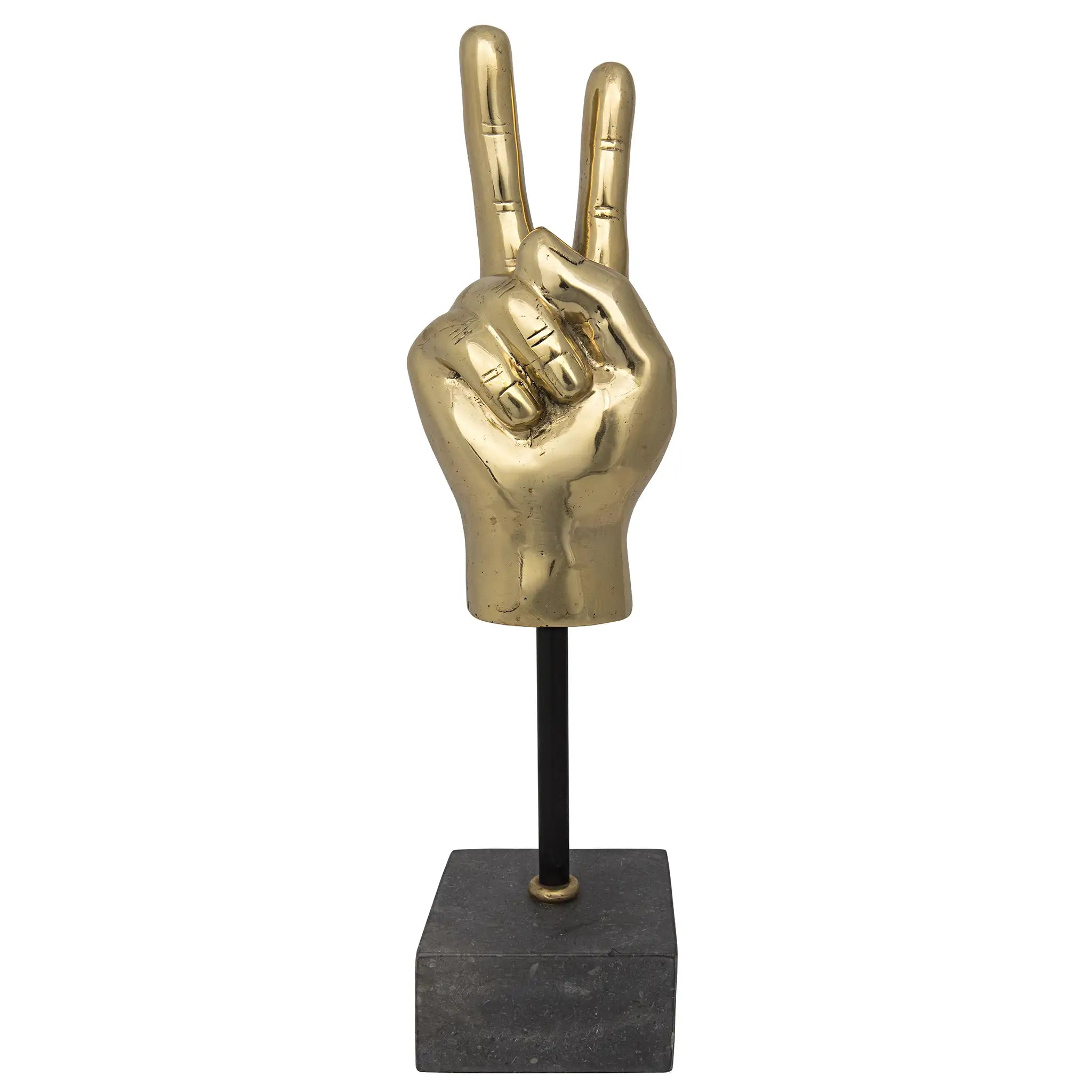 Peace Sign On Stand in Antique Brass — Noir Furniture