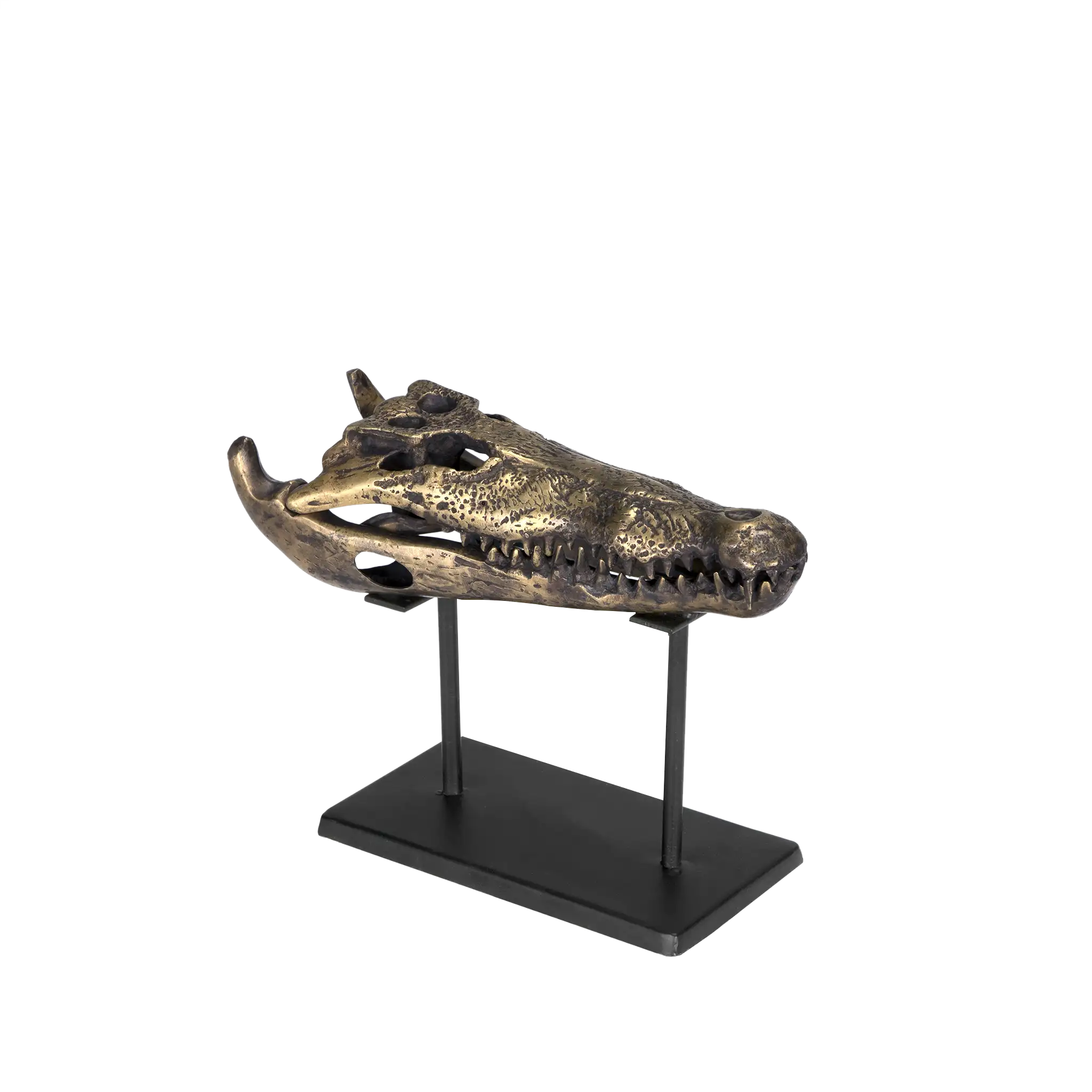 Brass Alligator On Stand, Small in Antique Brass w/Matte Black Base — Noir Furniture