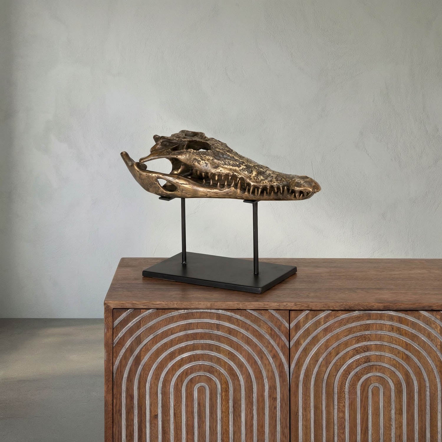 Brass Alligator On Stand, Small by Noir