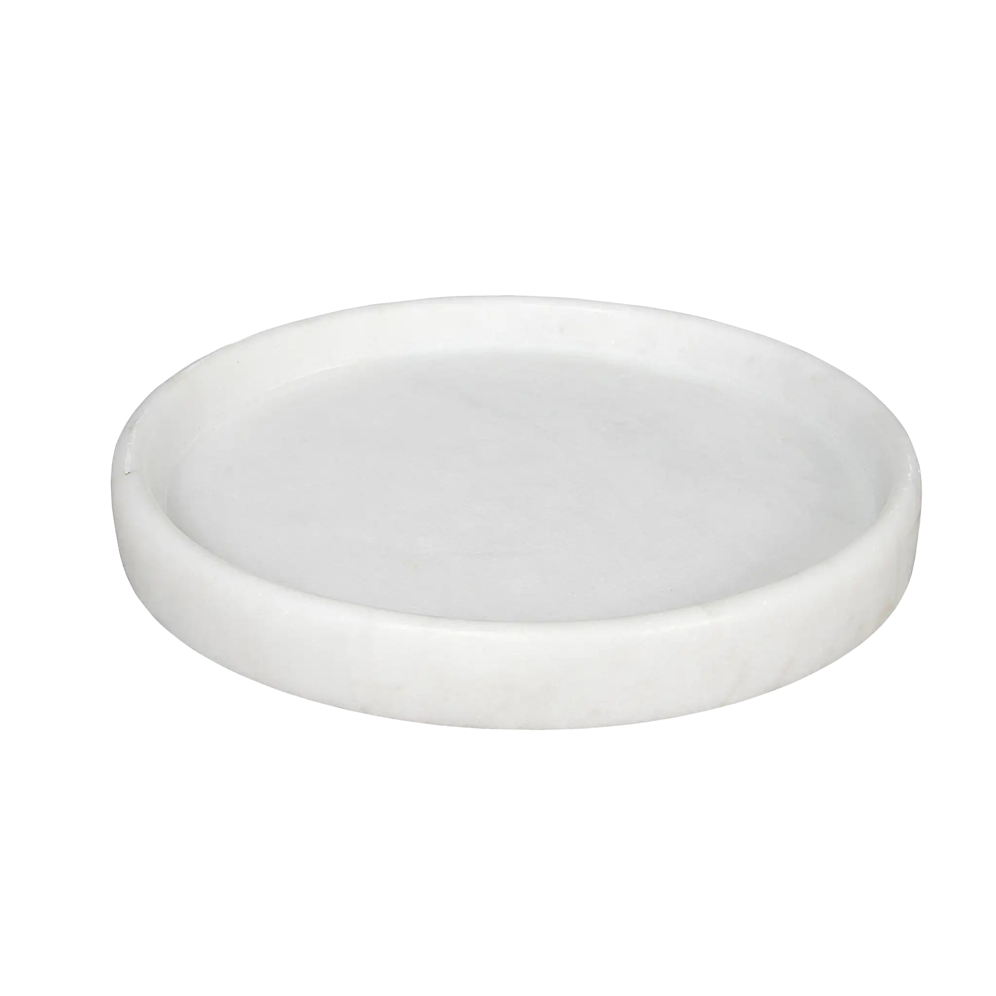 16″ Round Tray in Bianco Crown Marble — Noir Furniture
