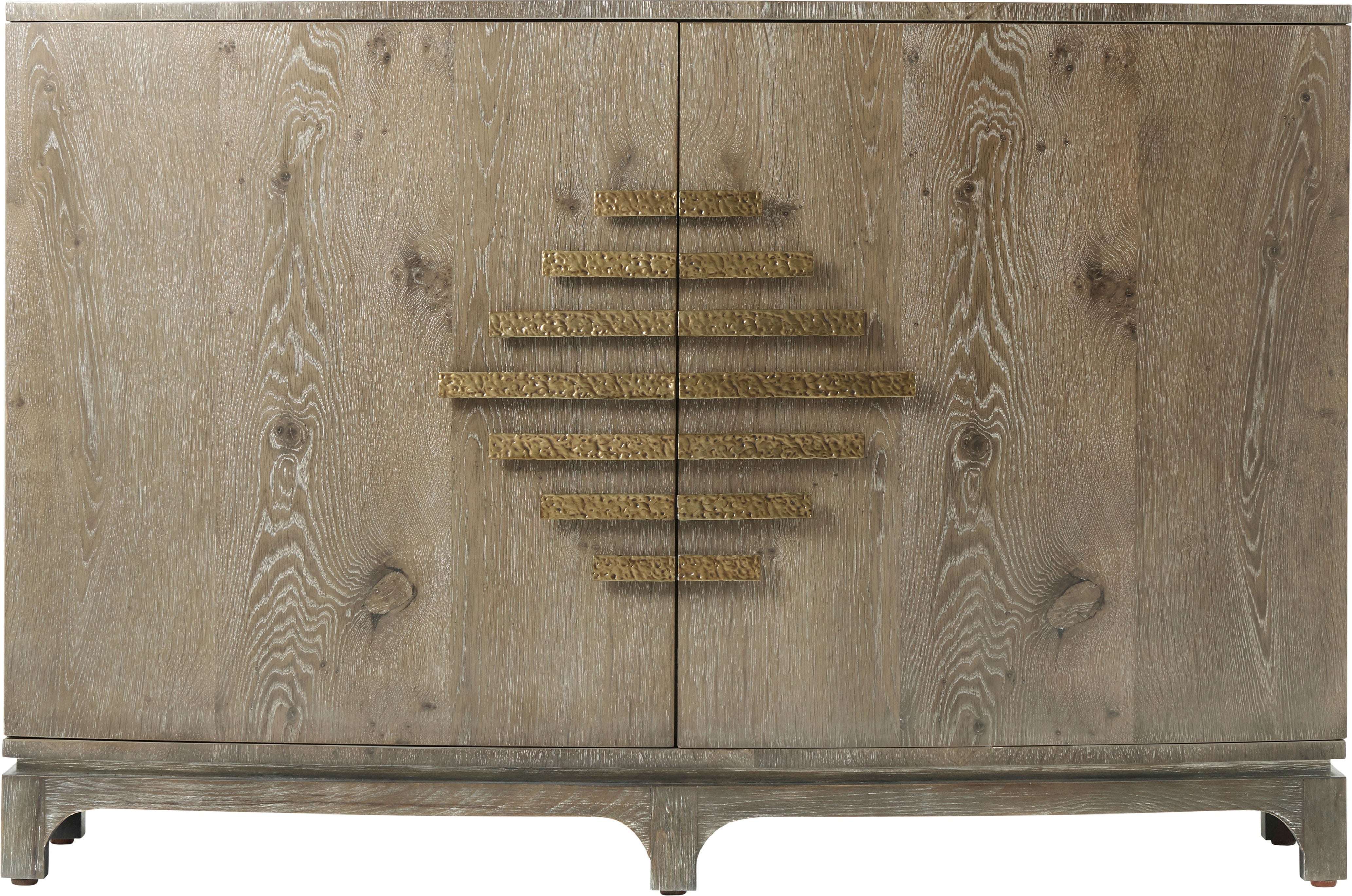 Orson Cabinet in Aged Oak Veneer, Brass - Theodore Alexander