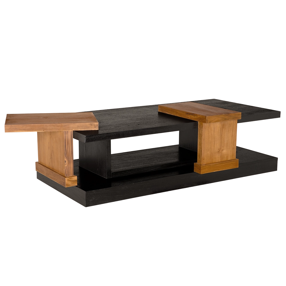 Fleming Coffee Table in Charcoal Black and Clear Coat Flat — Noir Furniture