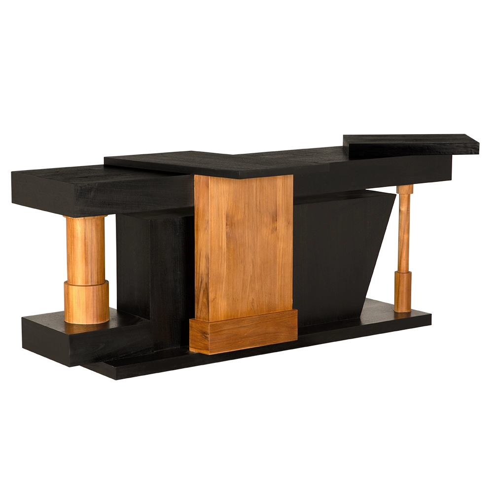 Fleming Console in Charcoal Black and Clear Coat Flat — Noir Furniture