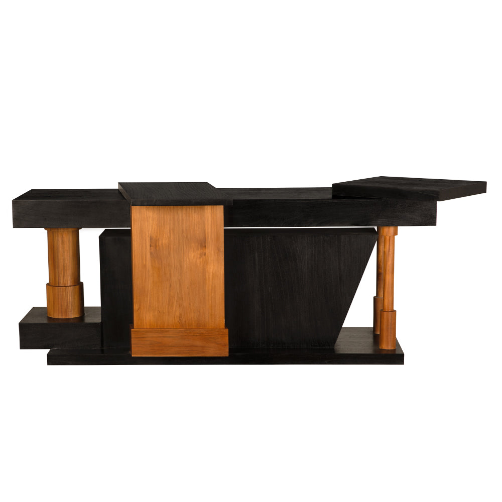 Fleming Console in Charcoal Black and Clear Coat Flat — Noir Furniture