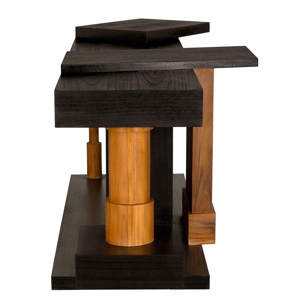 Fleming Console in Charcoal Black and Clear Coat Flat — Noir Furniture