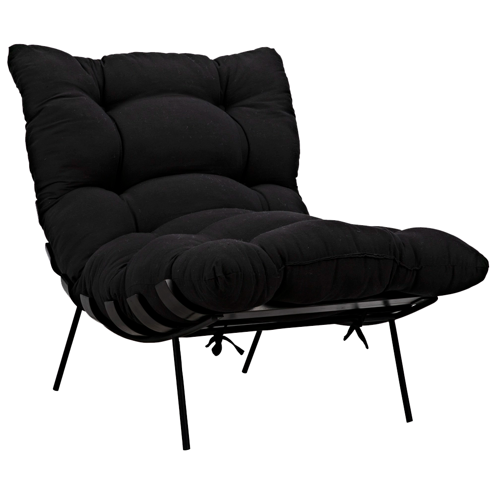 Hanzo Chair with Iron Legs, Charcoal Black in Charcoal Black — Noir Furniture