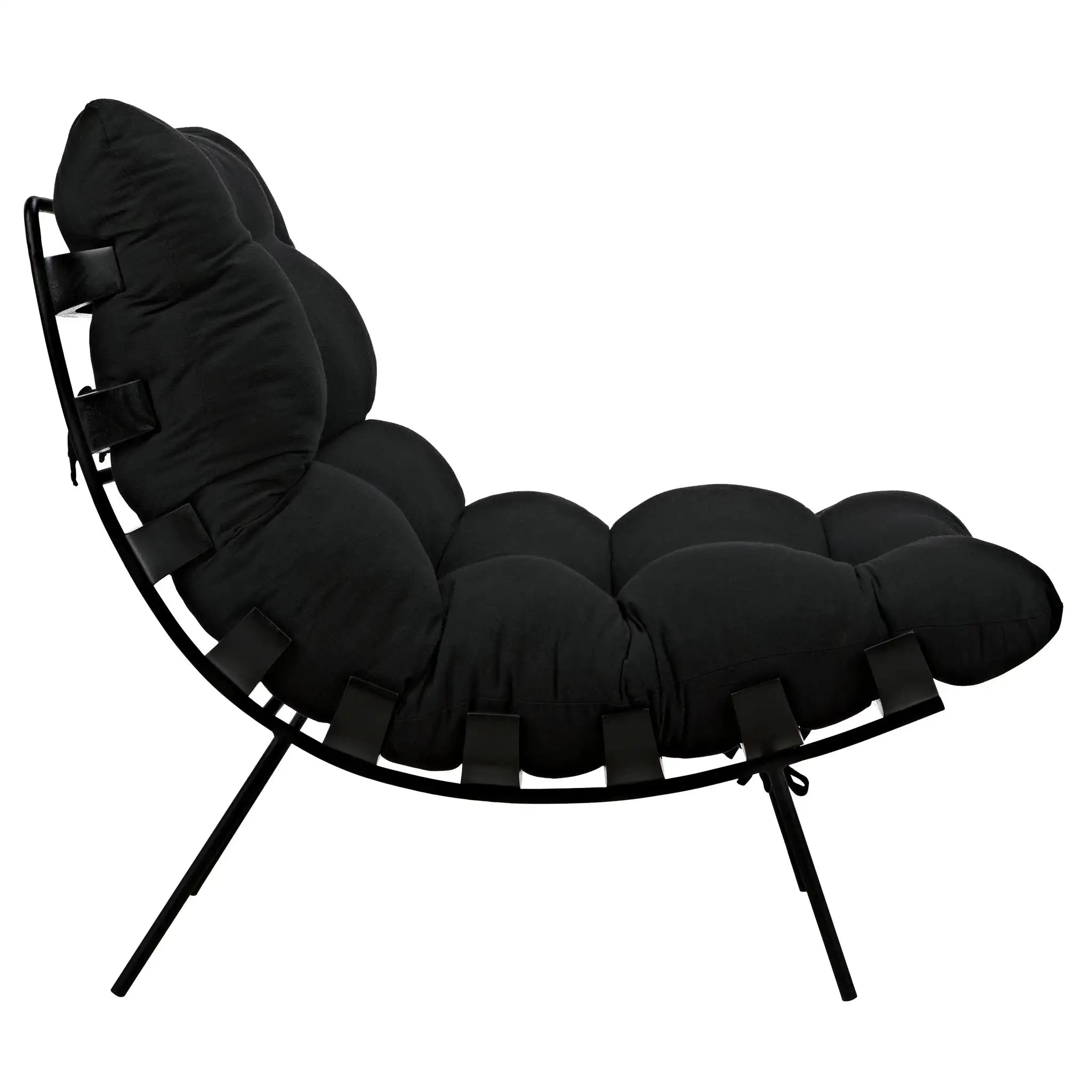 Hanzo Chair with Iron Legs, Charcoal Black in Charcoal Black — Noir Furniture