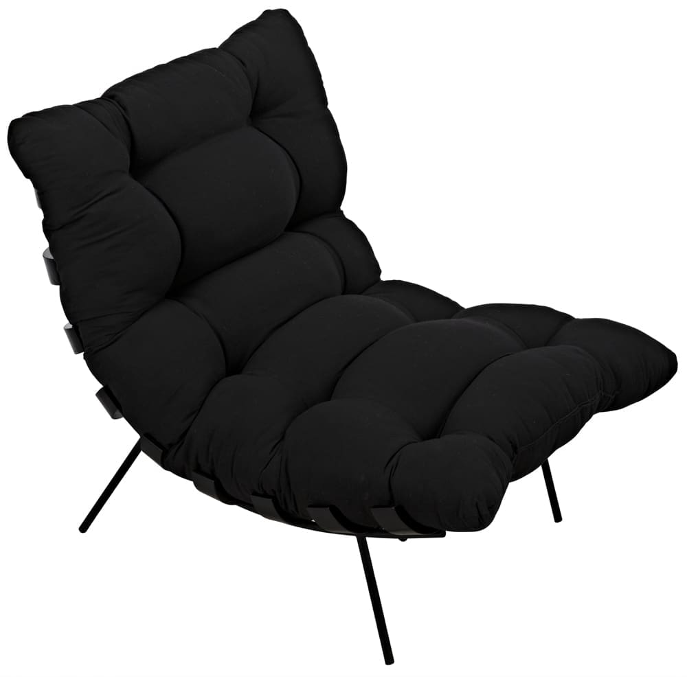Hanzo Chair with Iron Legs, Charcoal Black in Charcoal Black — Noir Furniture
