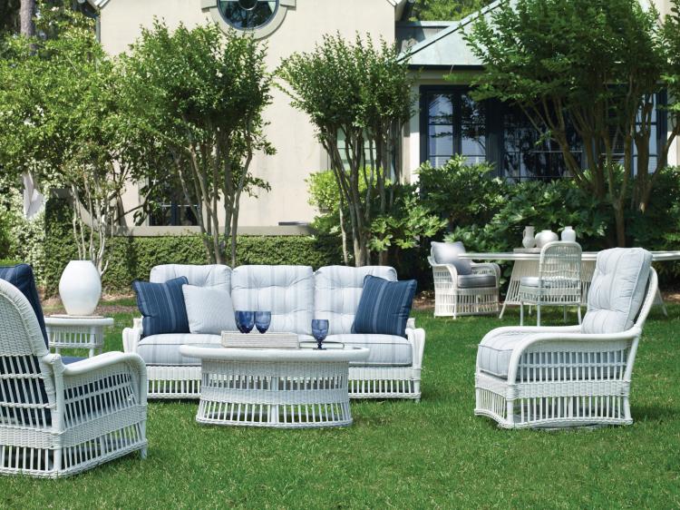 Mainland Wicker Oval Cocktail Table W/ Tempered Glass – Cocktail Tables by Century Furniture | Sutter & Vale