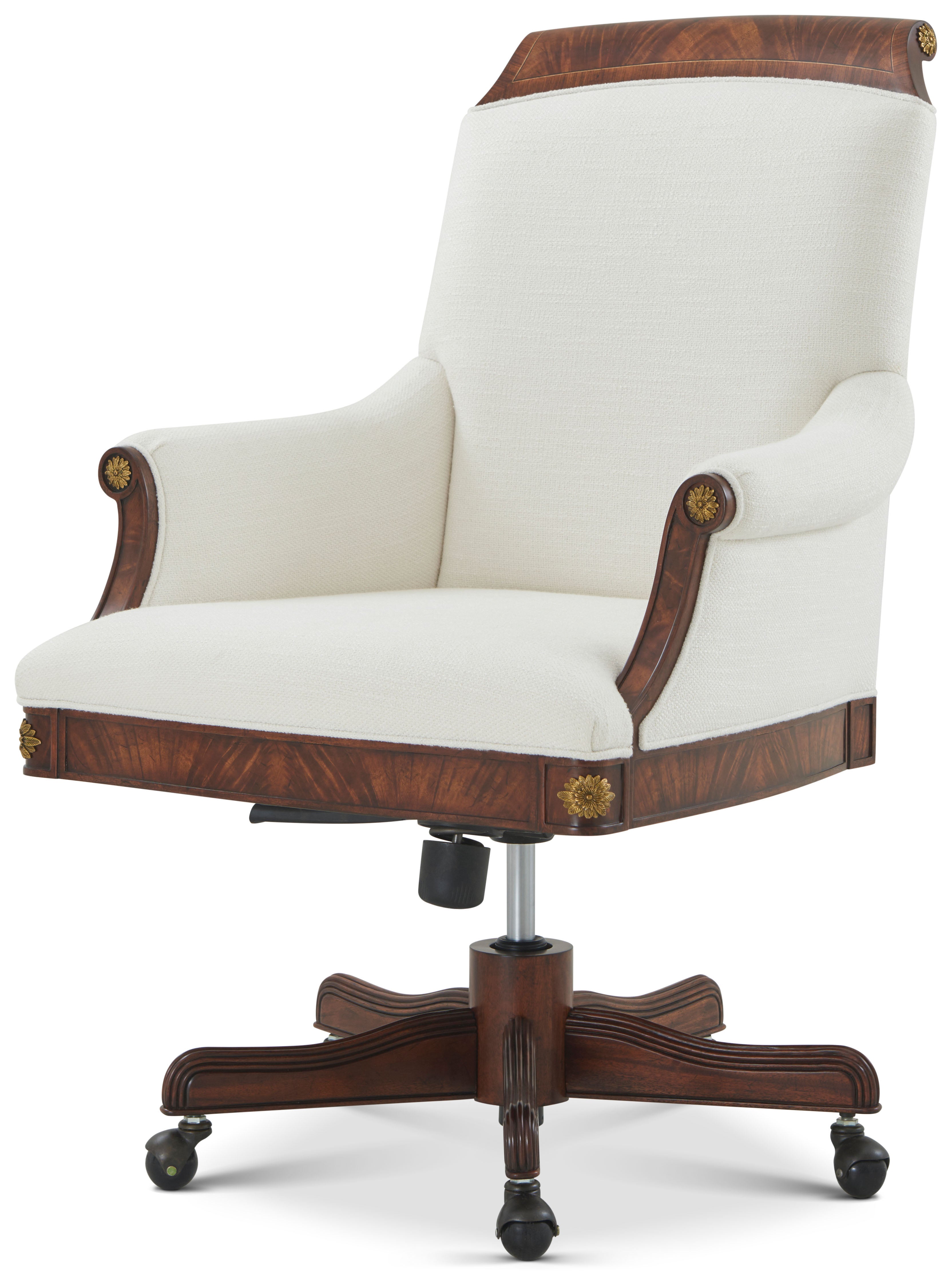 Georgiana Desk Chair in Khaya Wood, Morado Veneer, Okoume Veneer, Steel, Brass - Theodore Alexander