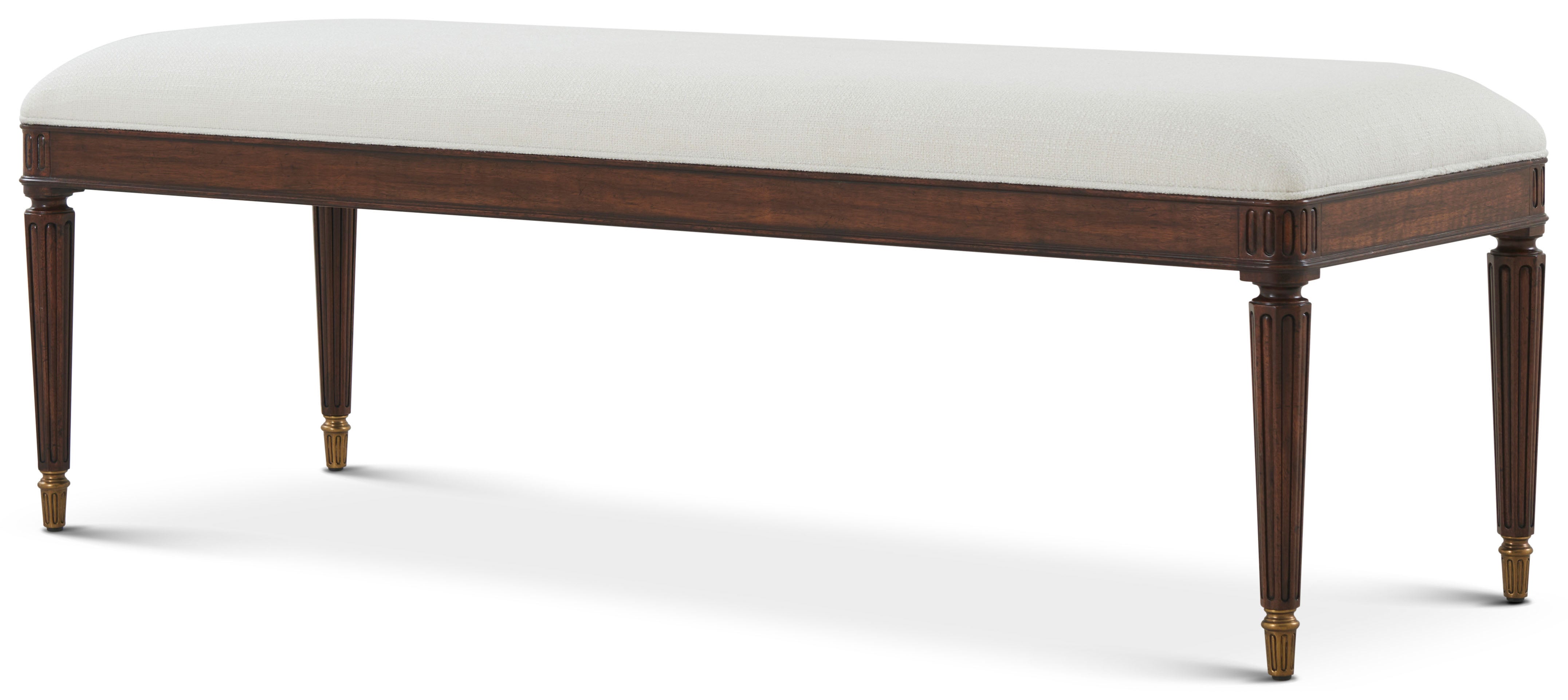 Cynthia Bench in Khaya Wood, Walnut Veneer, Brass - Theodore Alexander