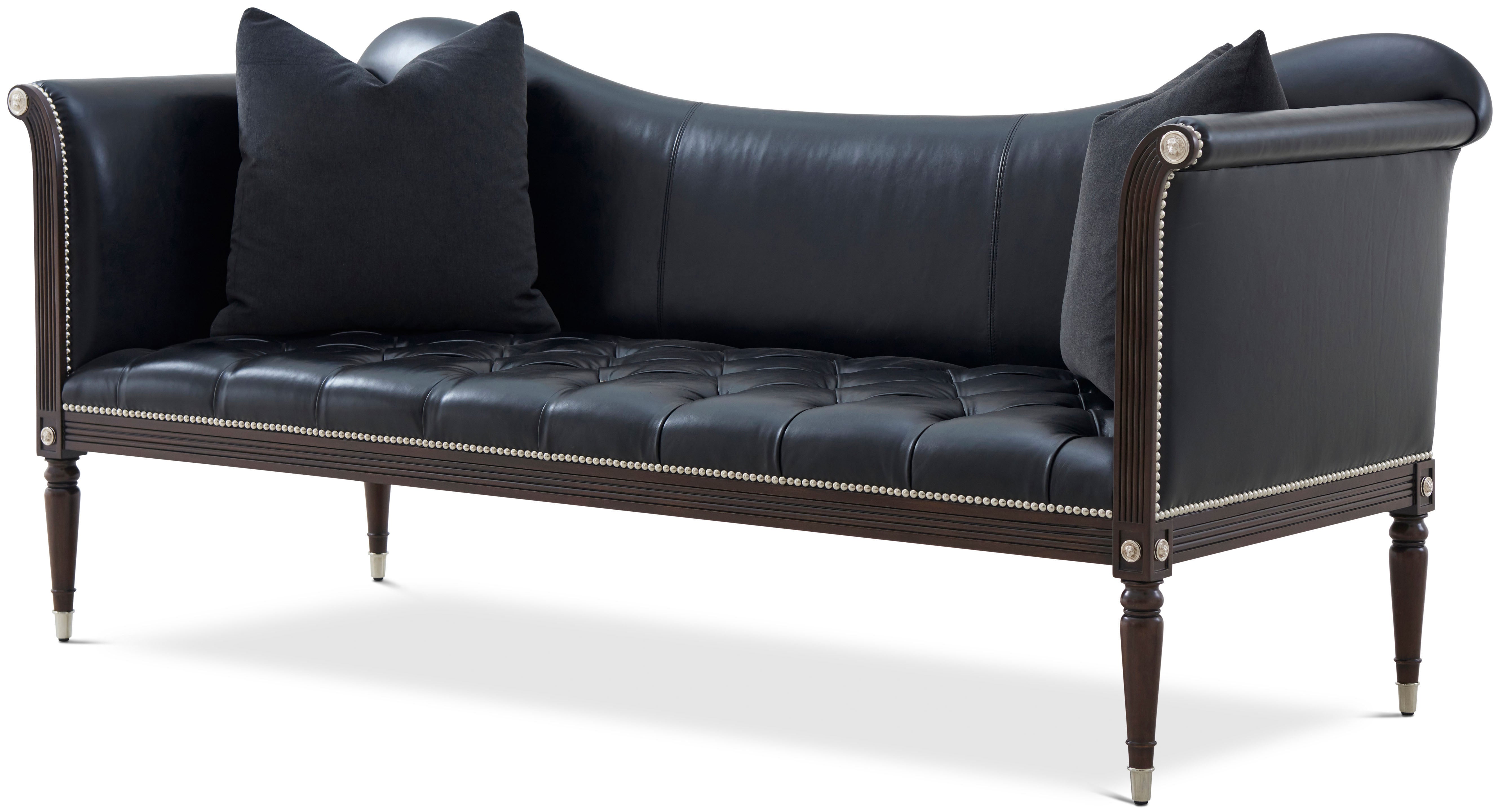Brent Settee in Khaya Wood, Brass - Theodore Alexander