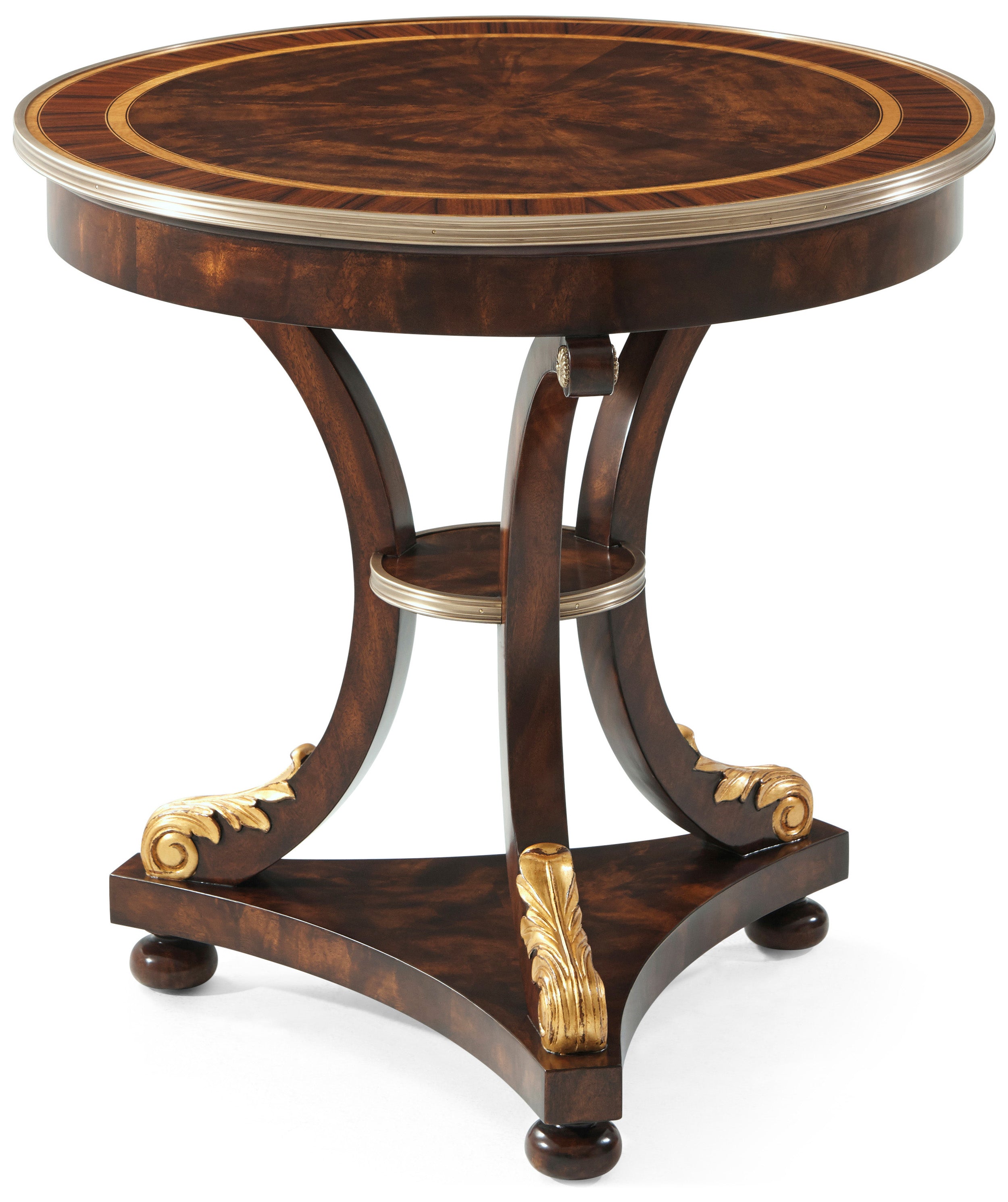 After Dinner Drinks Table in Movingue Veneer, Flame Mahogany, Brass - Theodore Alexander