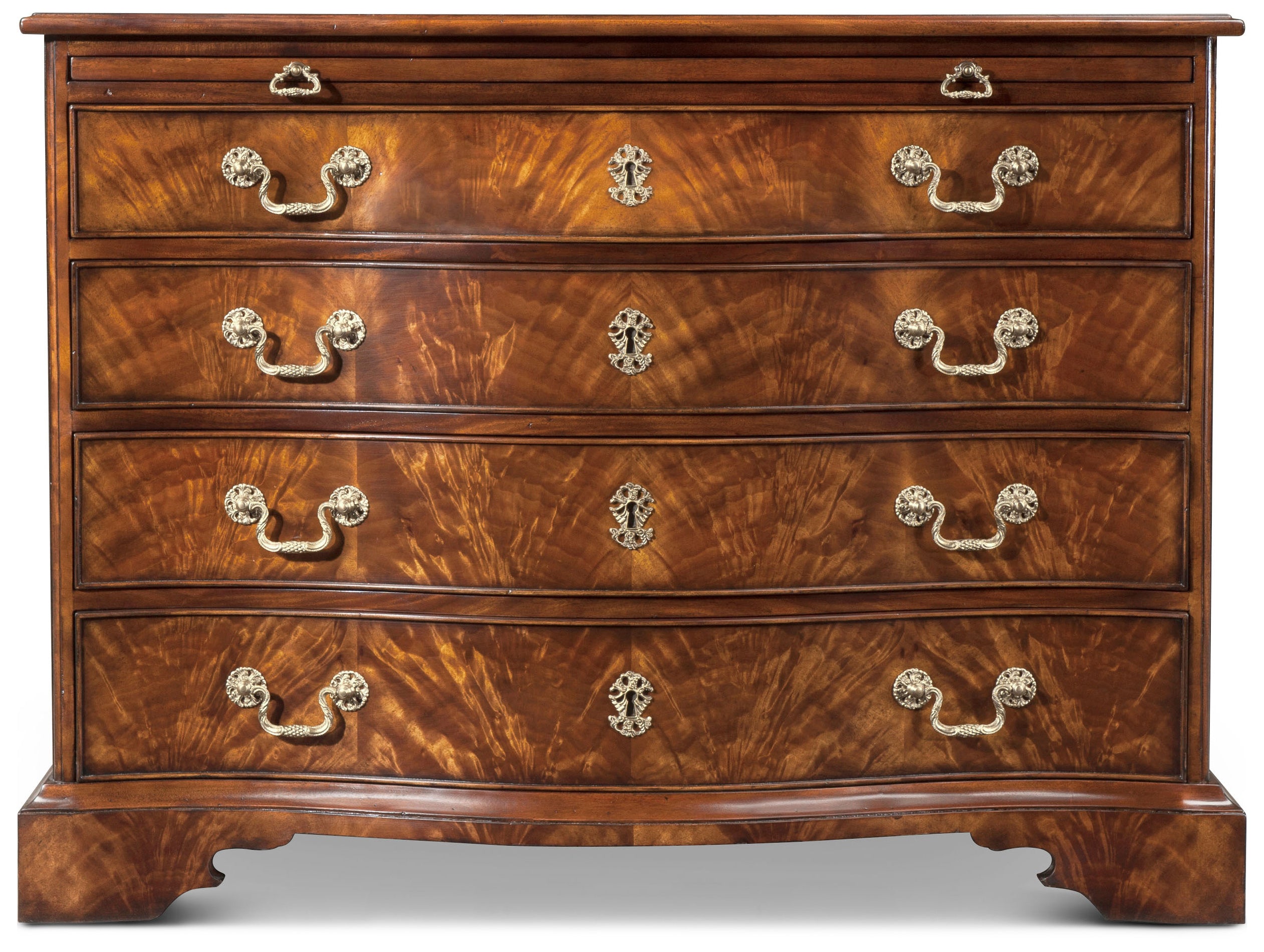 The India Silk Serpentine Chest in Flame Figured Veneer - Theodore Alexander
