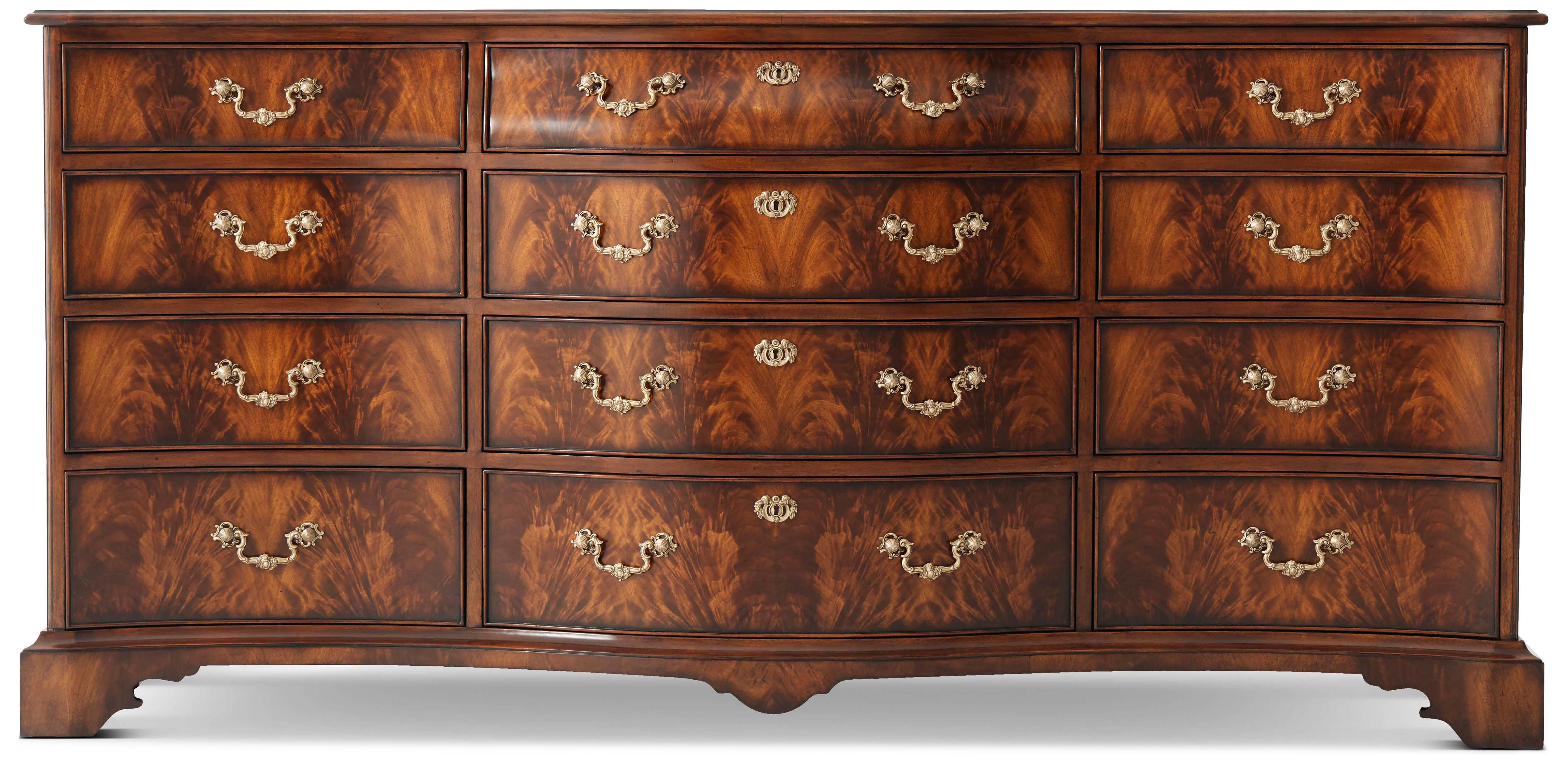 The India Silk Dresser in Flame Figured Veneer, Mahogany, Brass - Theodore Alexander