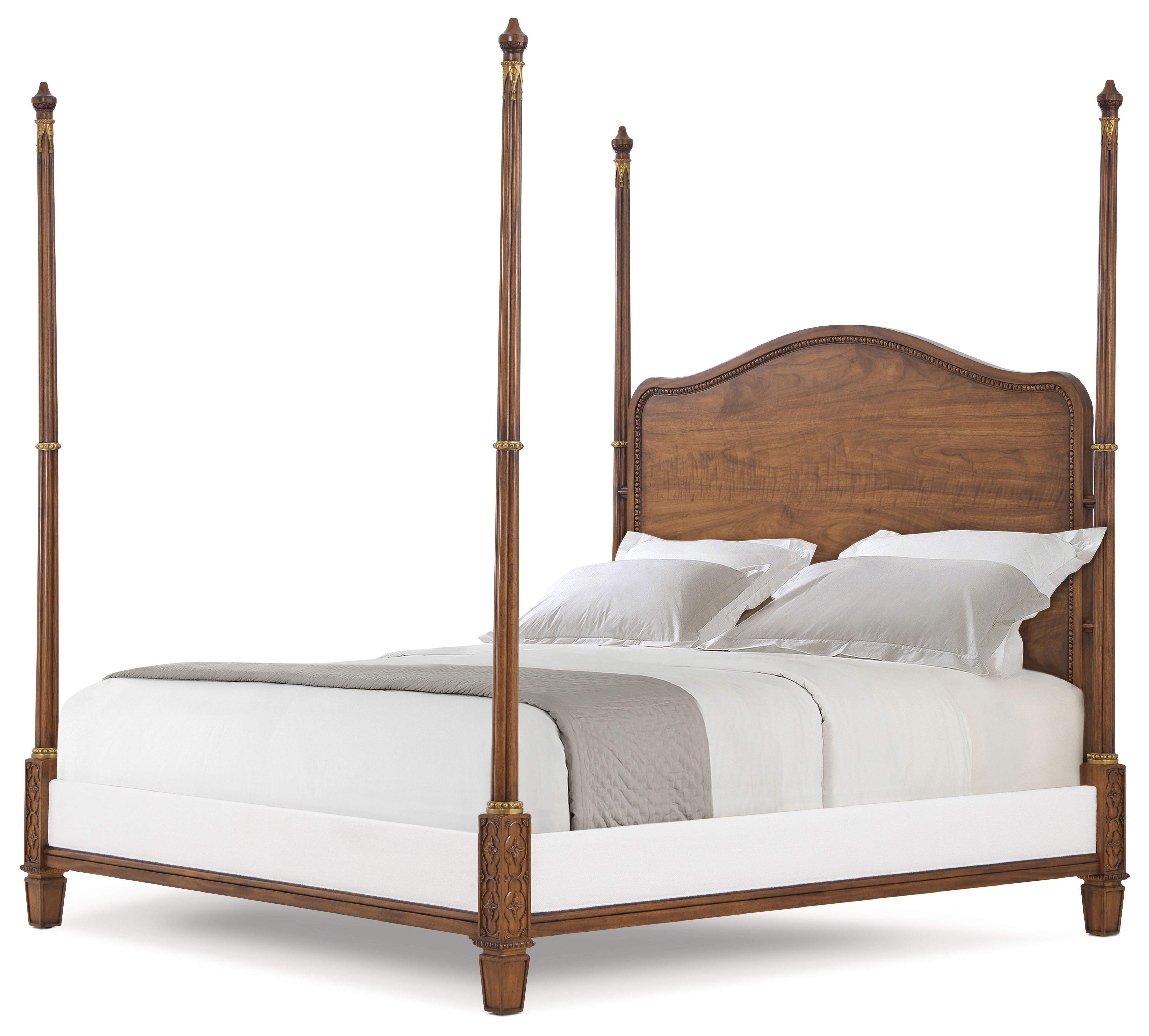 Dorset Upholstered US Queen Bed in Khaya, Veneer, Brass - Theodore Alexander