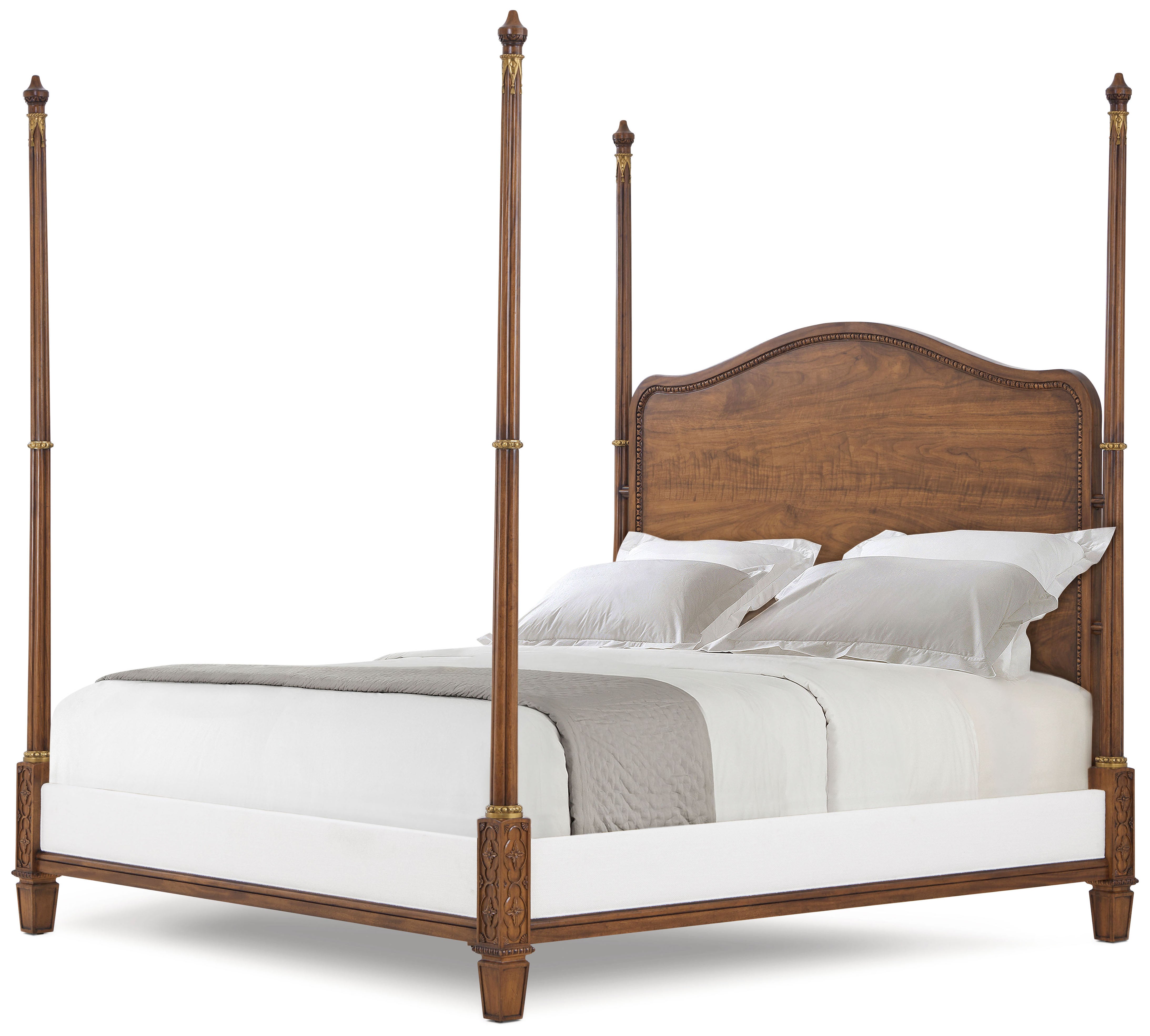 Dorset Upholstered US Queen Bed in Khaya, Veneer, Brass - Theodore Alexander
