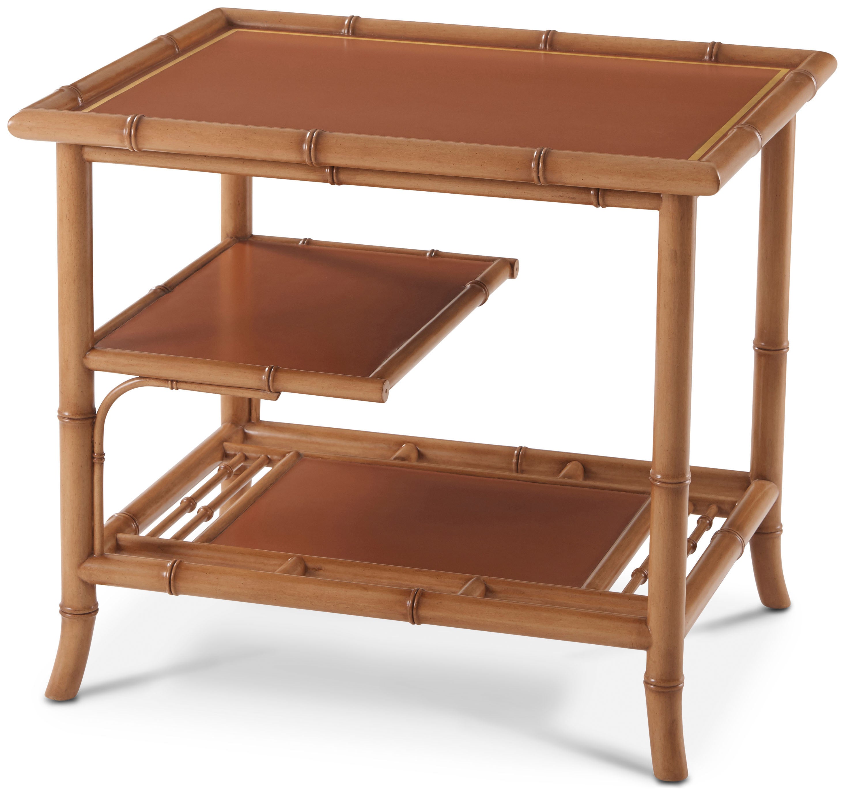 May Side Table in Beech, Leather - Theodore Alexander