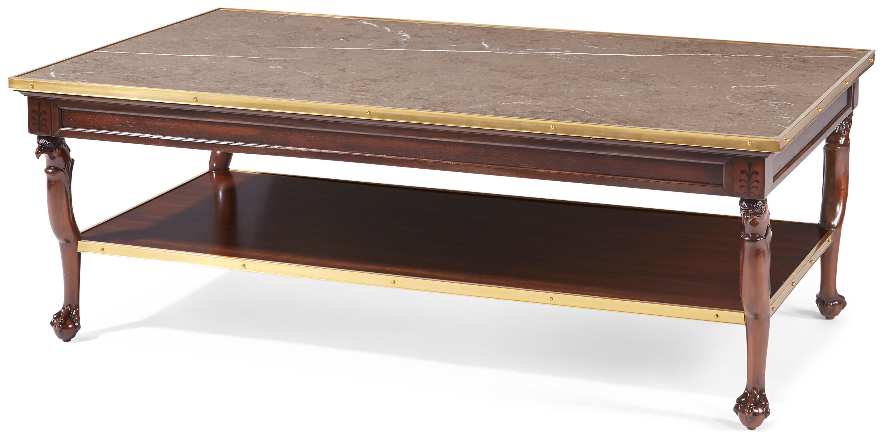 Melinda Cocktail Table in Khaya, Veneer, Brass - Theodore Alexander