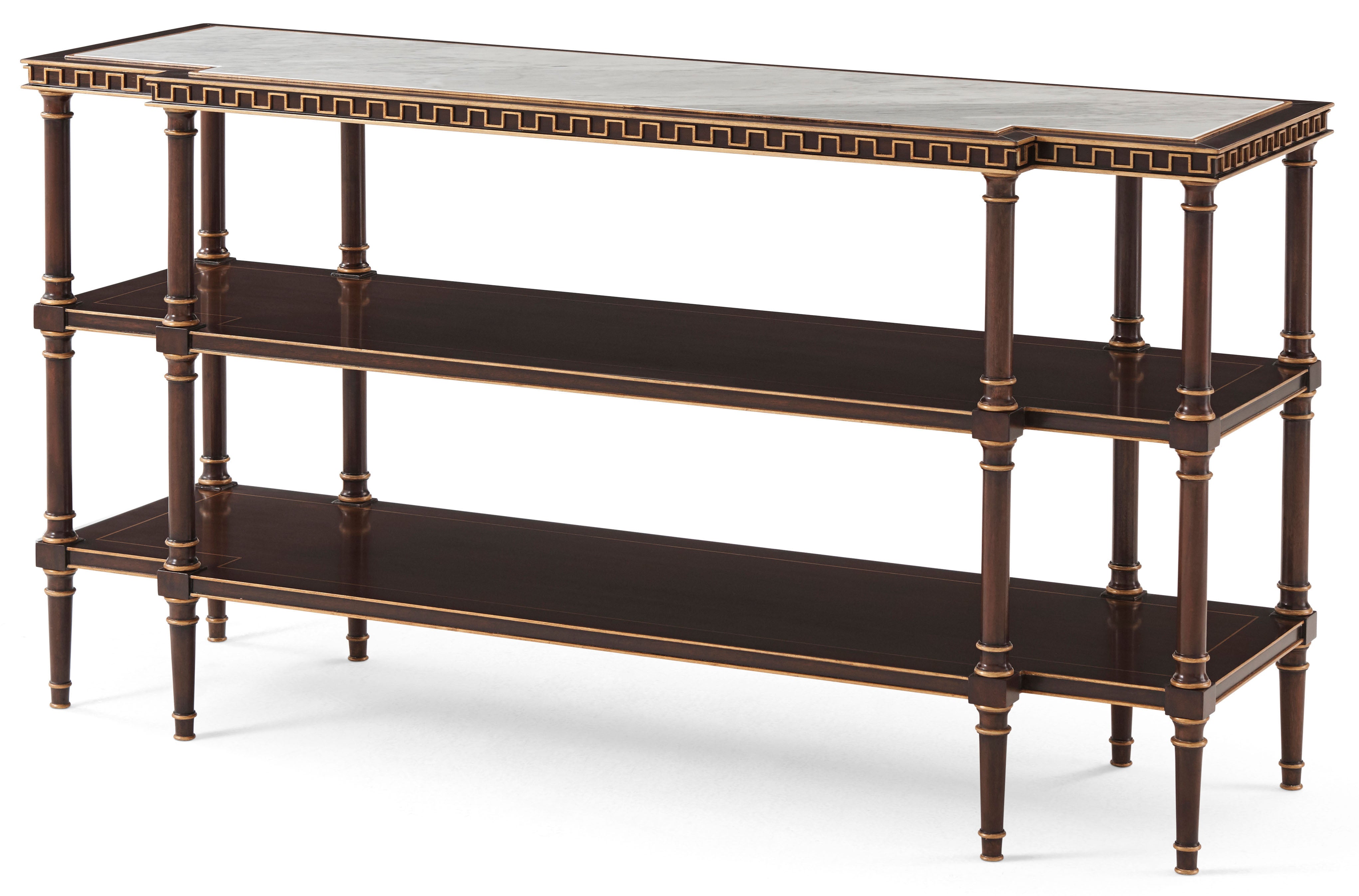 Celia Console Table in Mahogany Veneer, Mahogany, Marble - Theodore Alexander