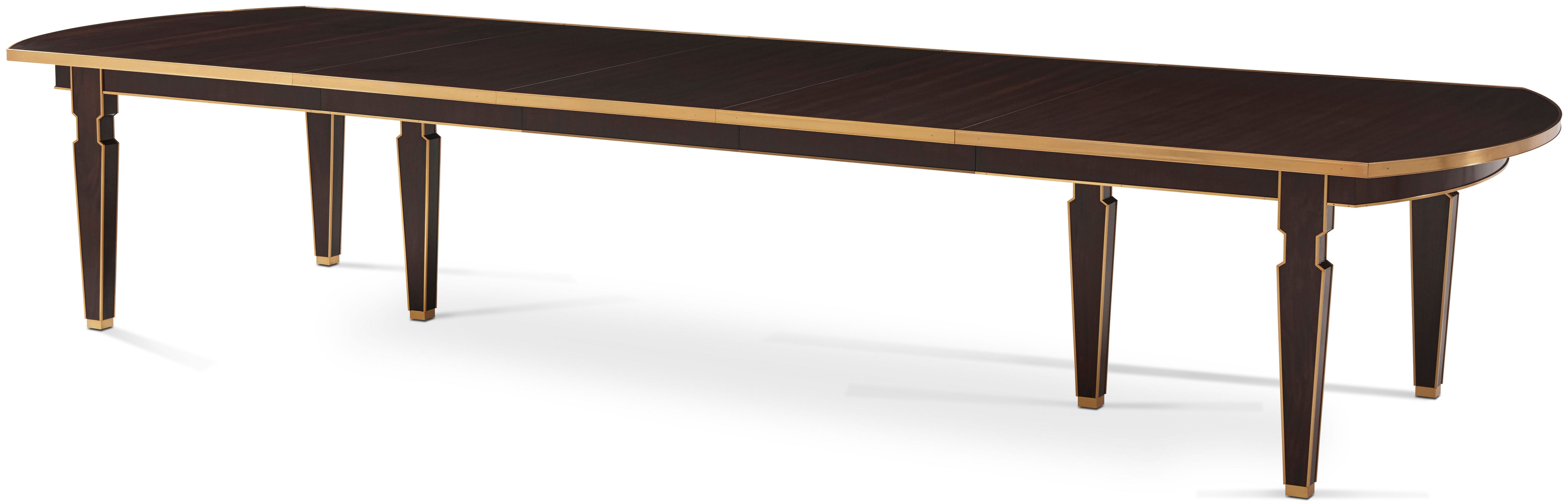Sebastiano Extending Dining Table in Mahogany Veneer, Brass, Mahogany - Theodore Alexander