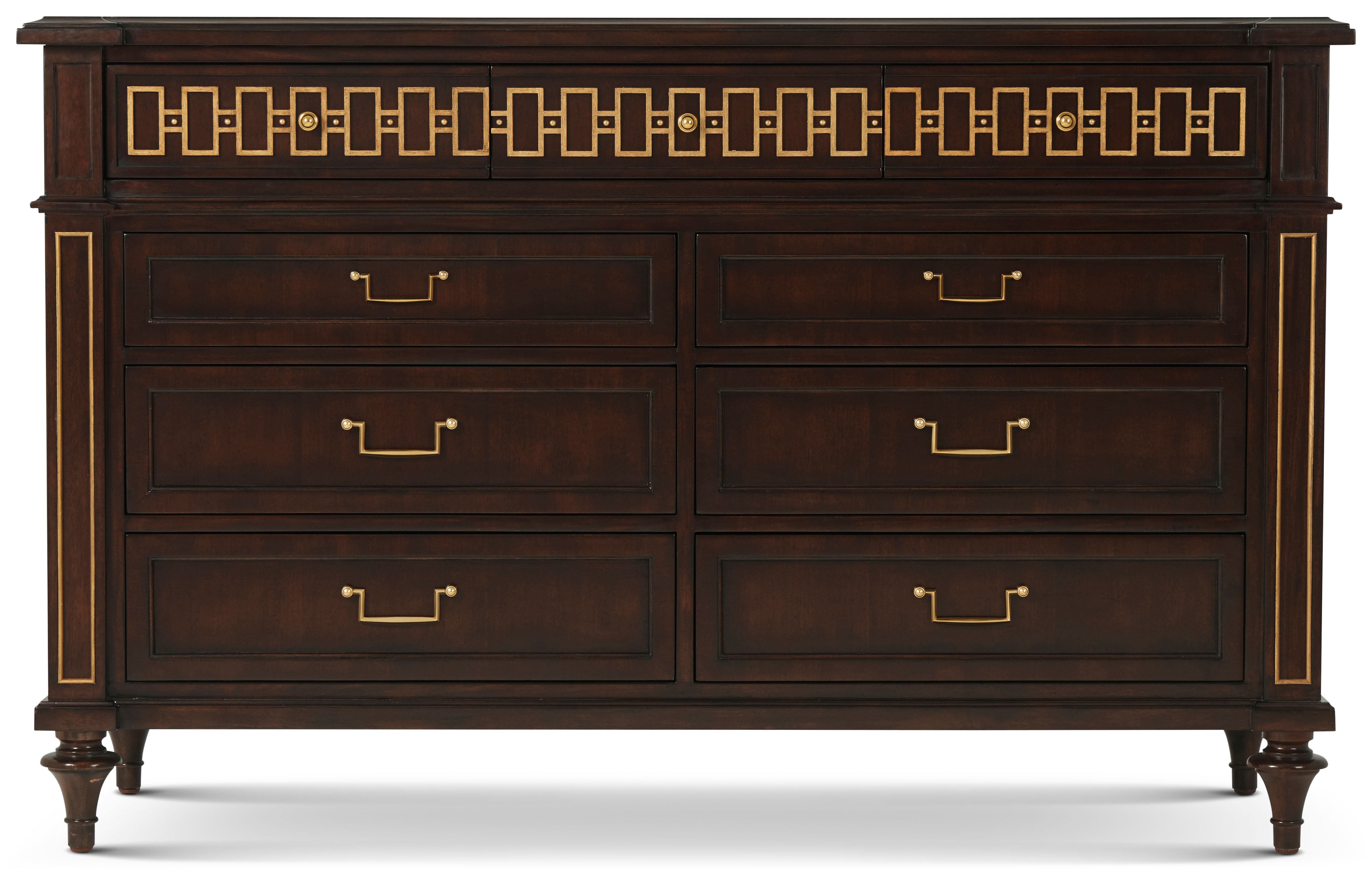 McCombs Dresser in Mahogany Veneer, Mahogany, Brass - Theodore Alexander