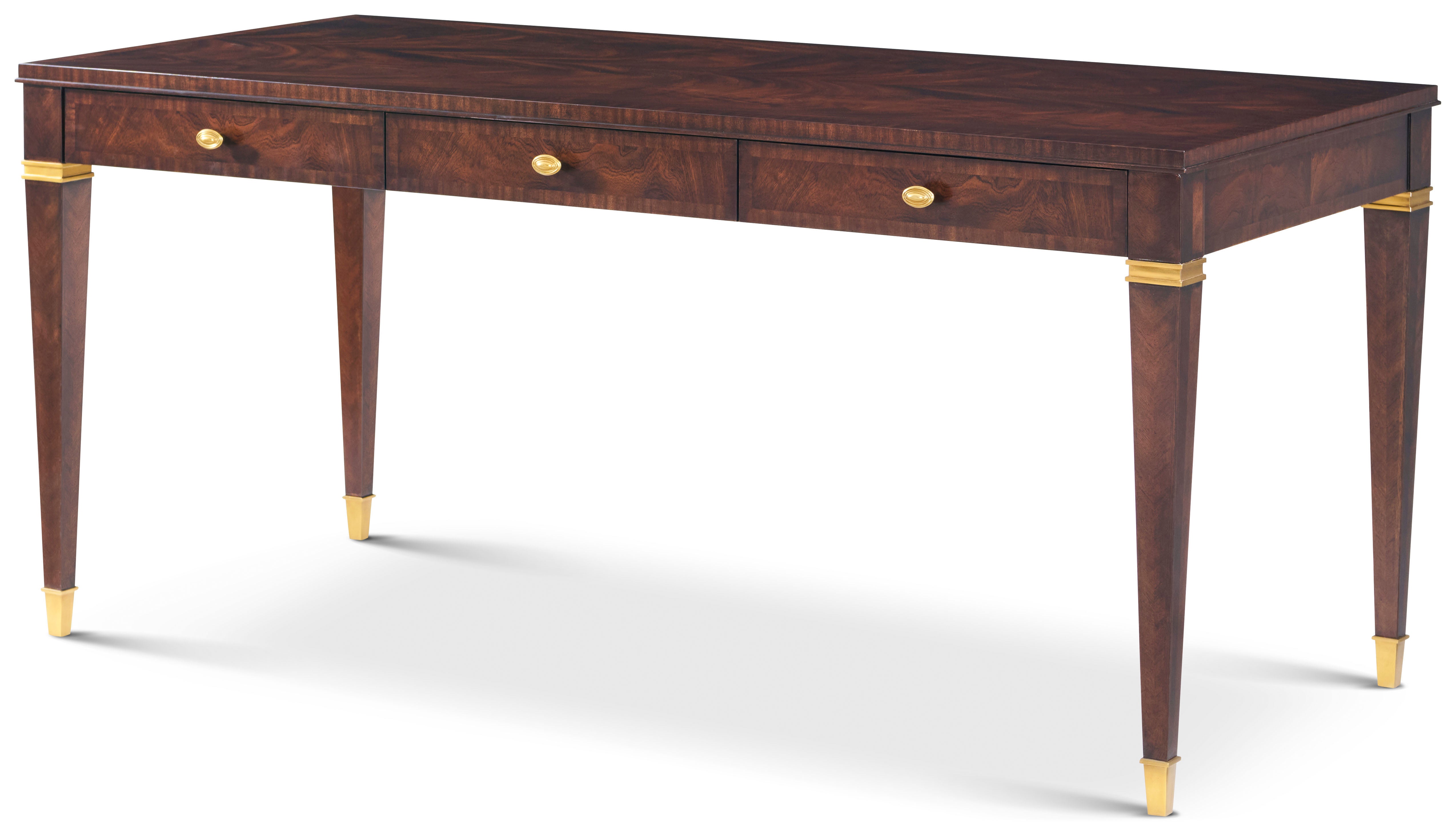 Bradbury Desk in Khaya Wood, Khaya Veneer, Brass - Theodore Alexander