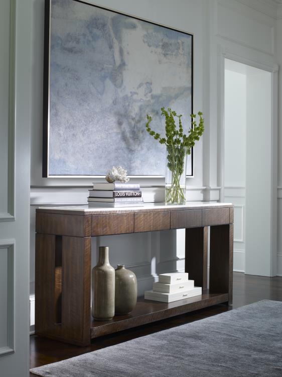 Warner Console Table With Stone Top - Brunette by Century Furniture