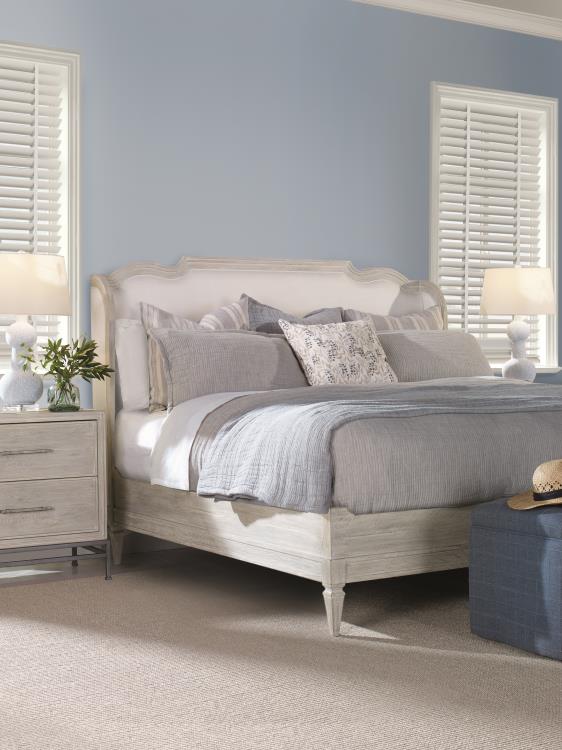 Nichole Upholstered Bed King 6/6 - White Rustic – Beds by Century Furniture | Sutter & Vale