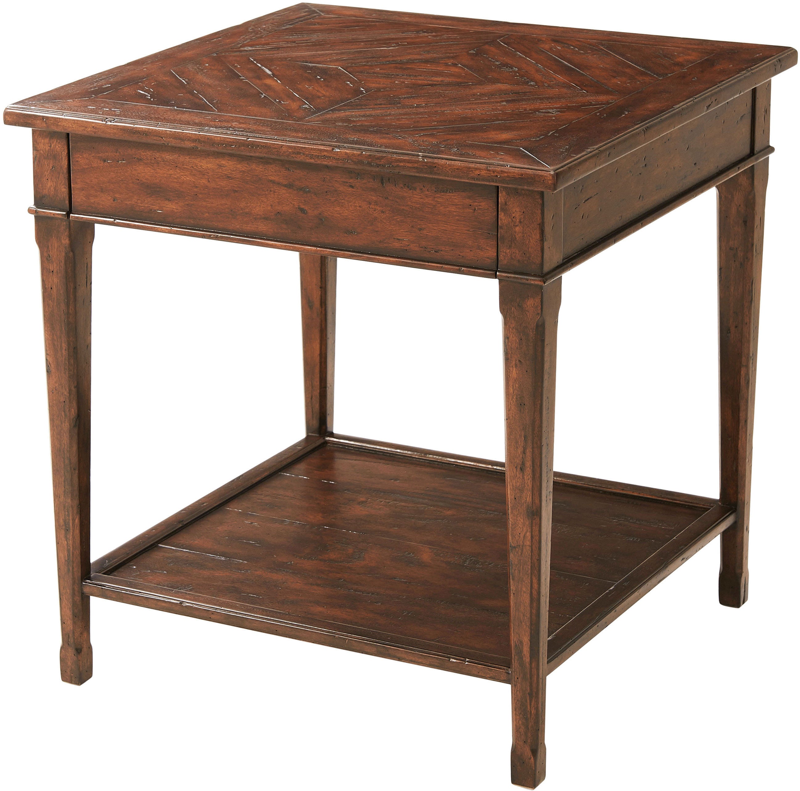 The Castle Guest Side Table in Mahogany Wood - Theodore Alexander