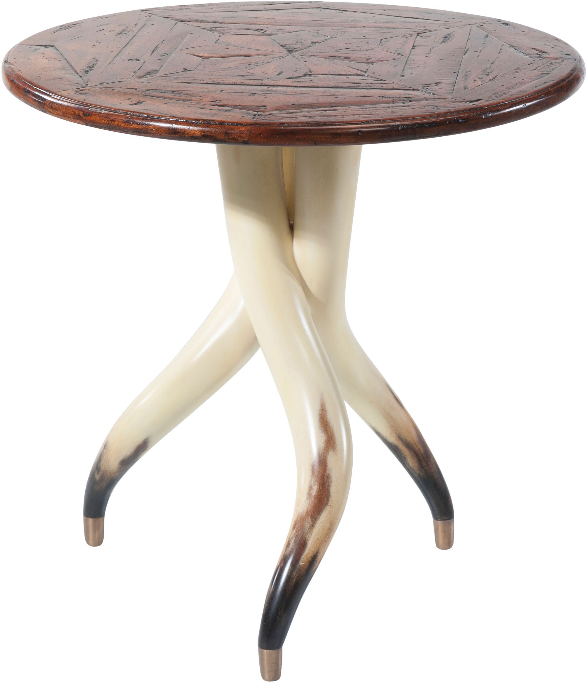 The Longhorn Side Table in Mahogany Wood, Composite - Theodore Alexander