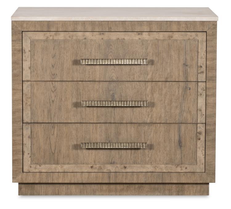 Monterey Three Drawer Nightstand W/Travertine - Hawthorne Light – Nightstands by Century Furniture | Sutter & Vale