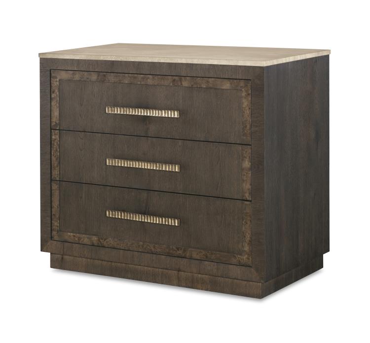 Monterey Three Drawer Nightstand W/Travertine - Hawthorne Dark – Nightstands by Century Furniture | Sutter & Vale