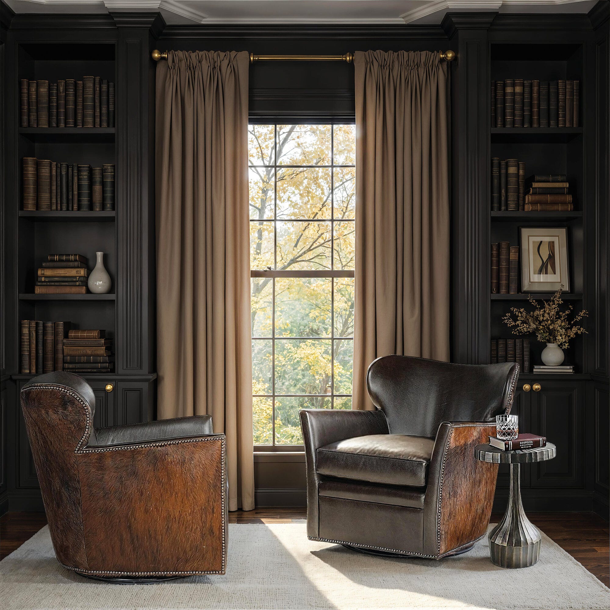 Kato leather Swivel Chair with Dark HOH