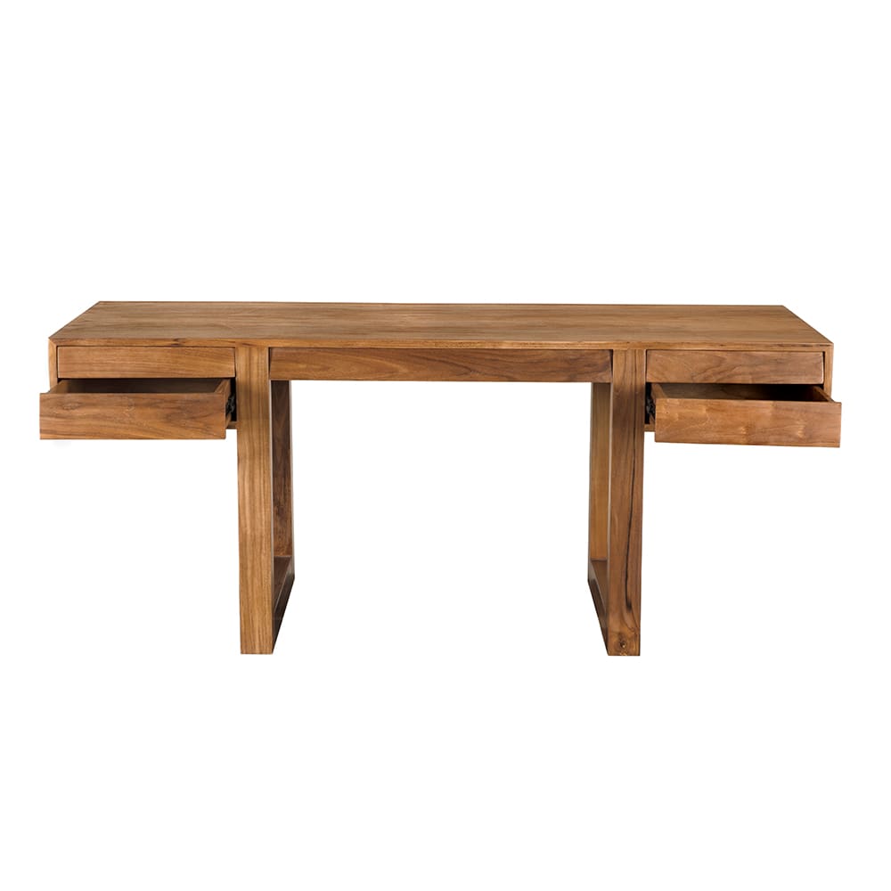 Newton Desk, Teak in Clear Coat Flat — Noir Furniture