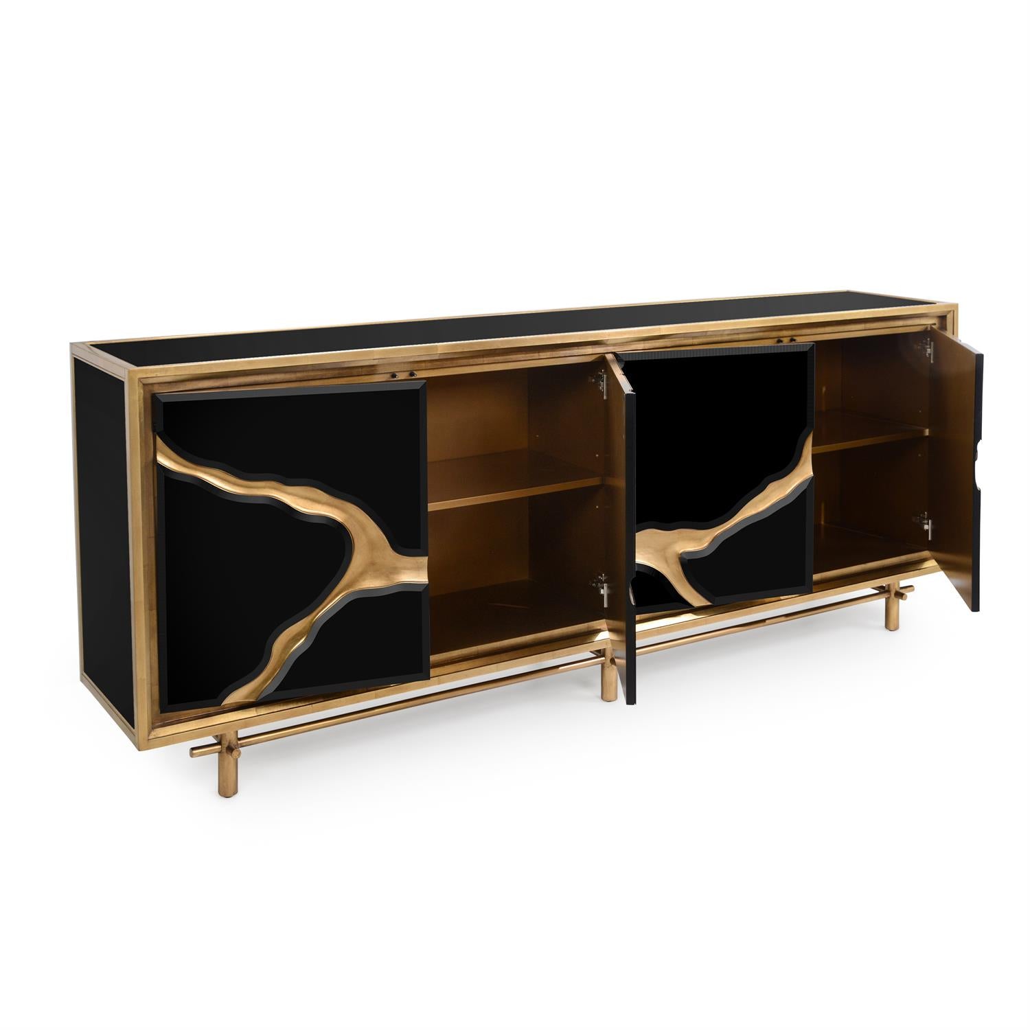 Ravine Four-Door Credenza, Black