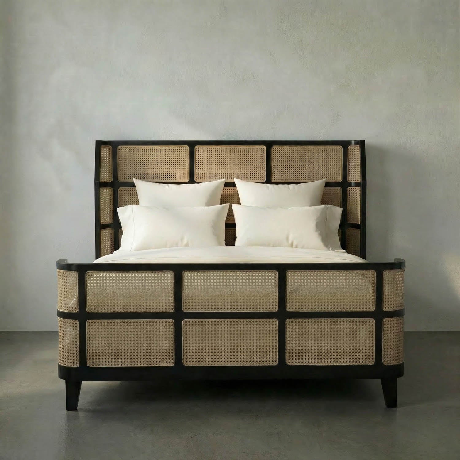 Porto Bed, Queen, Hand Rubbed Black by Noir