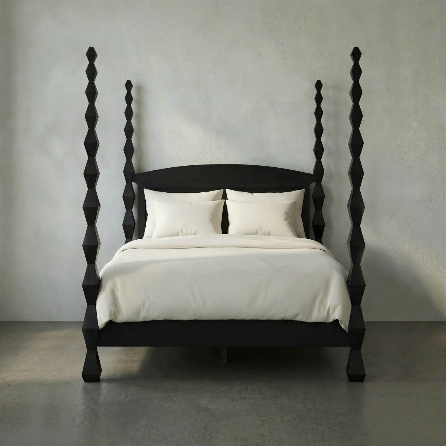 Brancusi Bed, Queen, Hand Rubbed Black by Noir