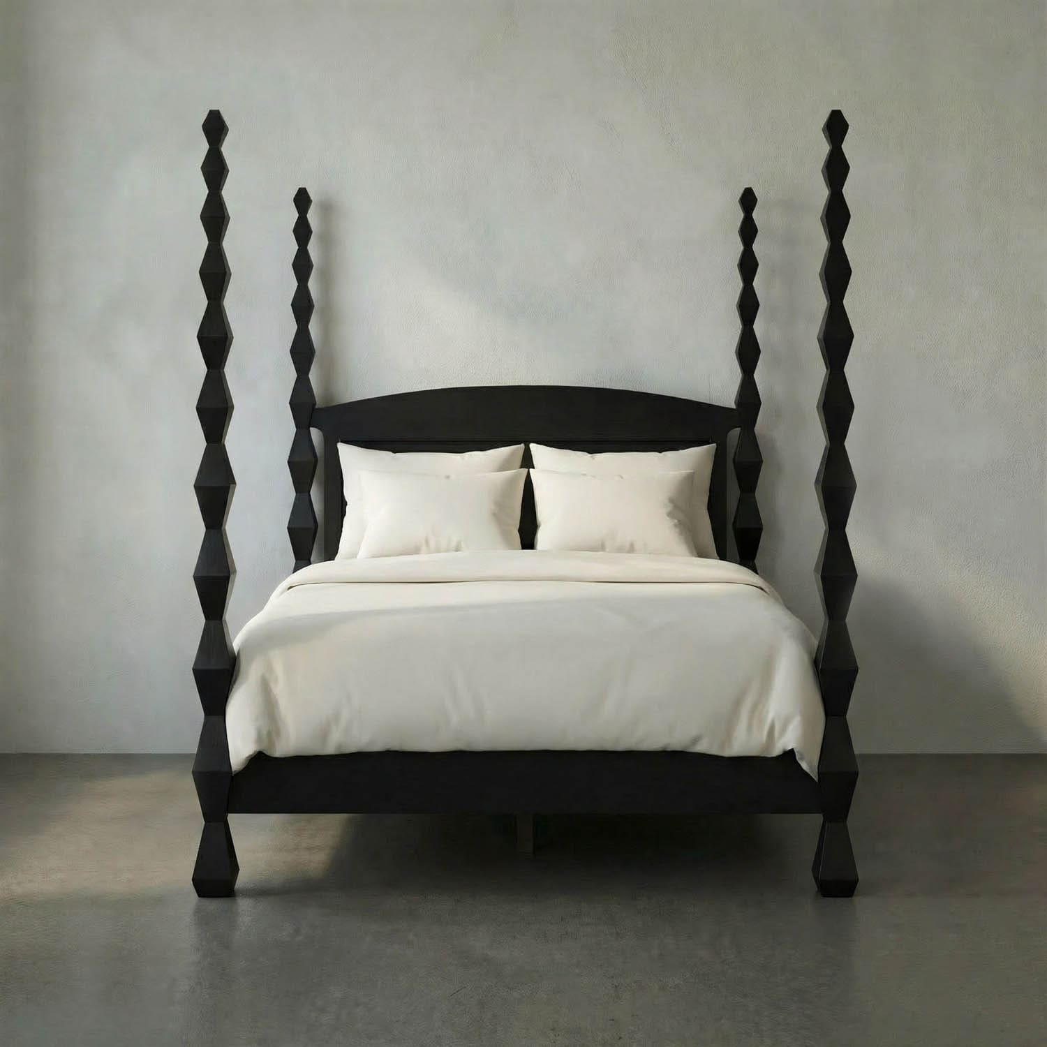 Brancusi Bed, Queen, Hand Rubbed Black