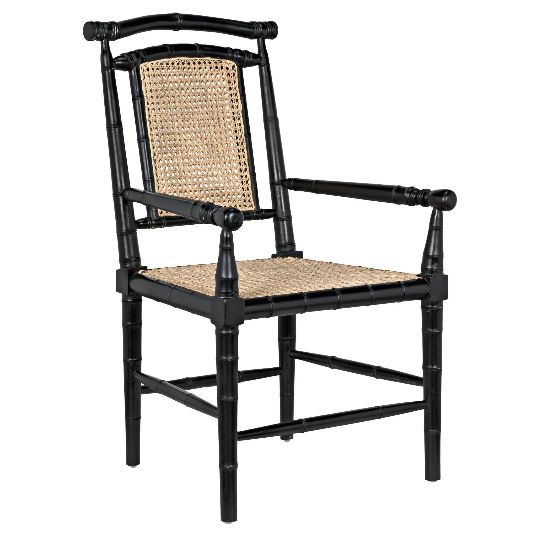 Colonial Bamboo Arm Chair, Hand Rubbed Black in Hand Rubbed Black — Noir Furniture