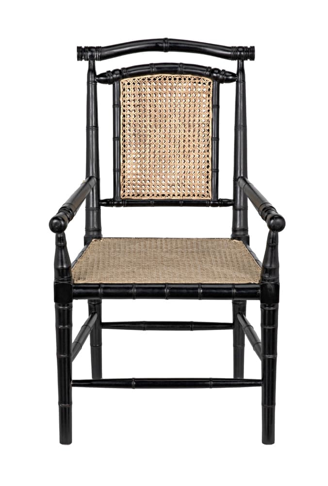 Colonial Bamboo Arm Chair, Hand Rubbed Black in Hand Rubbed Black — Noir Furniture