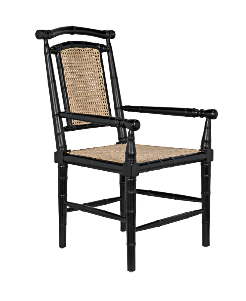 Colonial Bamboo Arm Chair, Hand Rubbed Black in Hand Rubbed Black — Noir Furniture