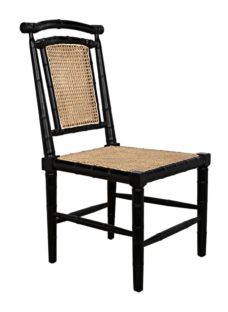 Colonial Bamboo Side Chair, Hand Rubbed Black in Hand Rubbed Black — Noir Furniture