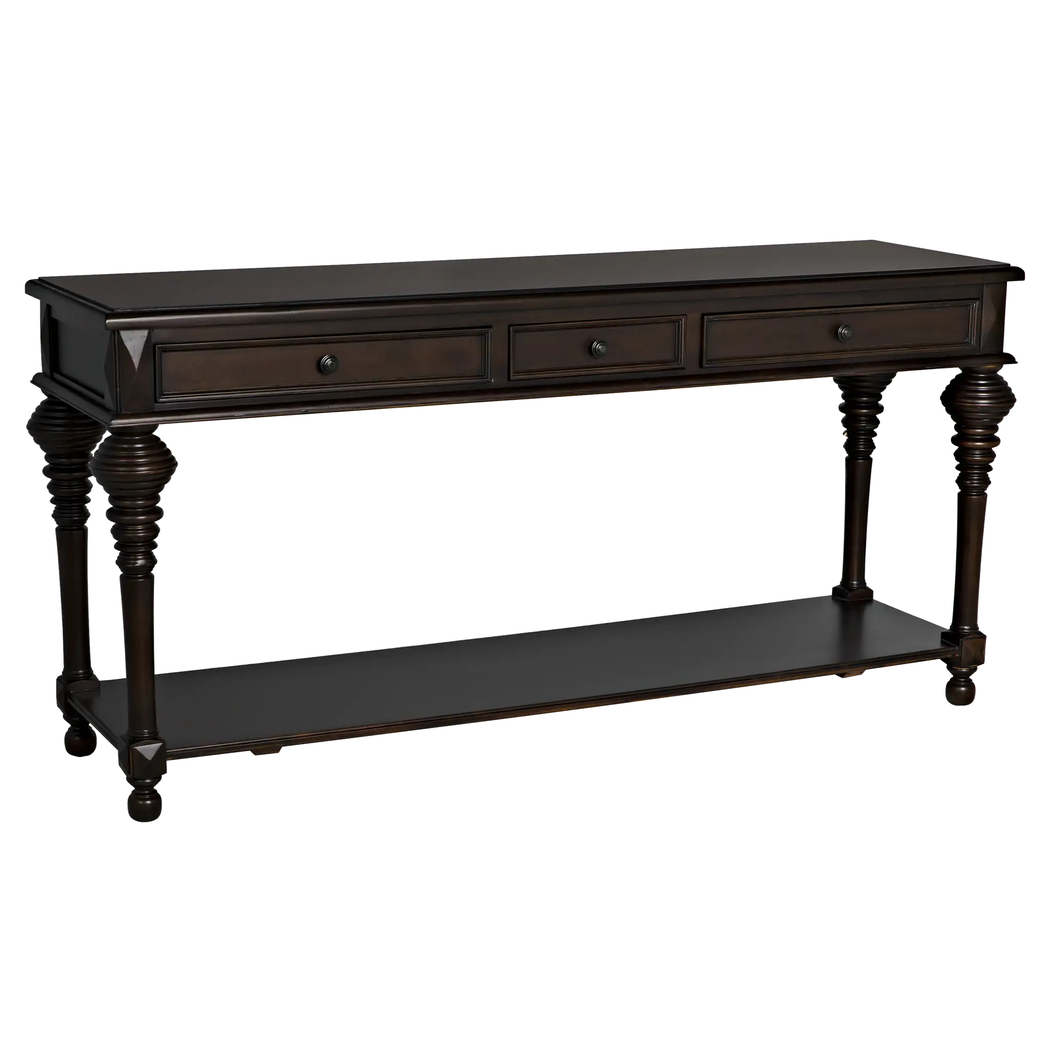 Colonial Large Sofa Table, Distressed Brown in Distressed Brown — Noir Furniture