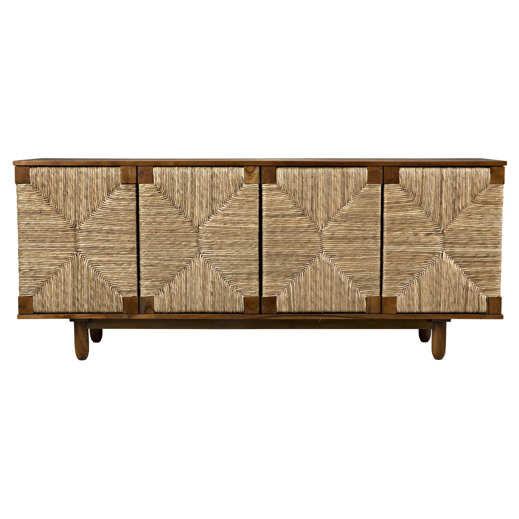 Brook 4 Door Sideboard, Teak in Clear Coat Semi-Gloss — Noir Furniture