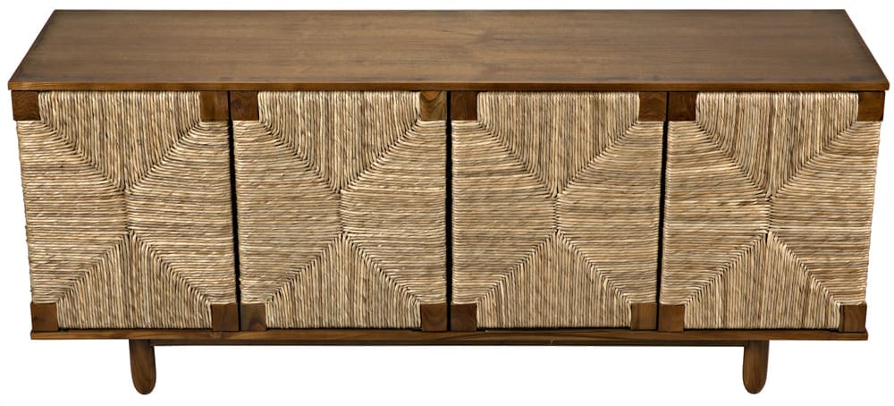 Brook 4 Door Sideboard, Teak in Clear Coat Semi-Gloss — Noir Furniture