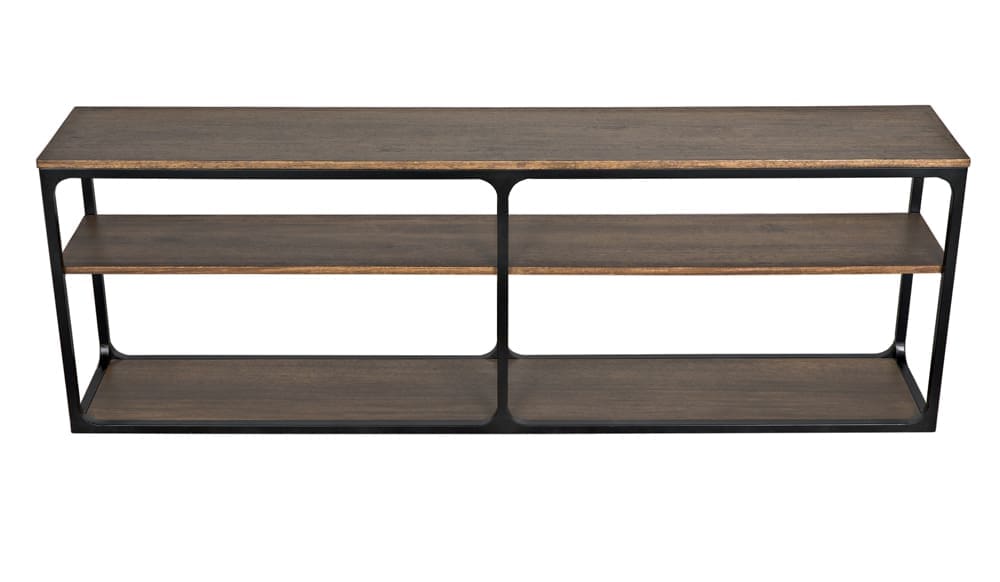 Novie Console, Large, Black Iron with Dark Walnut in Dark Walnut w/ Matte Black Frame — Noir Furniture